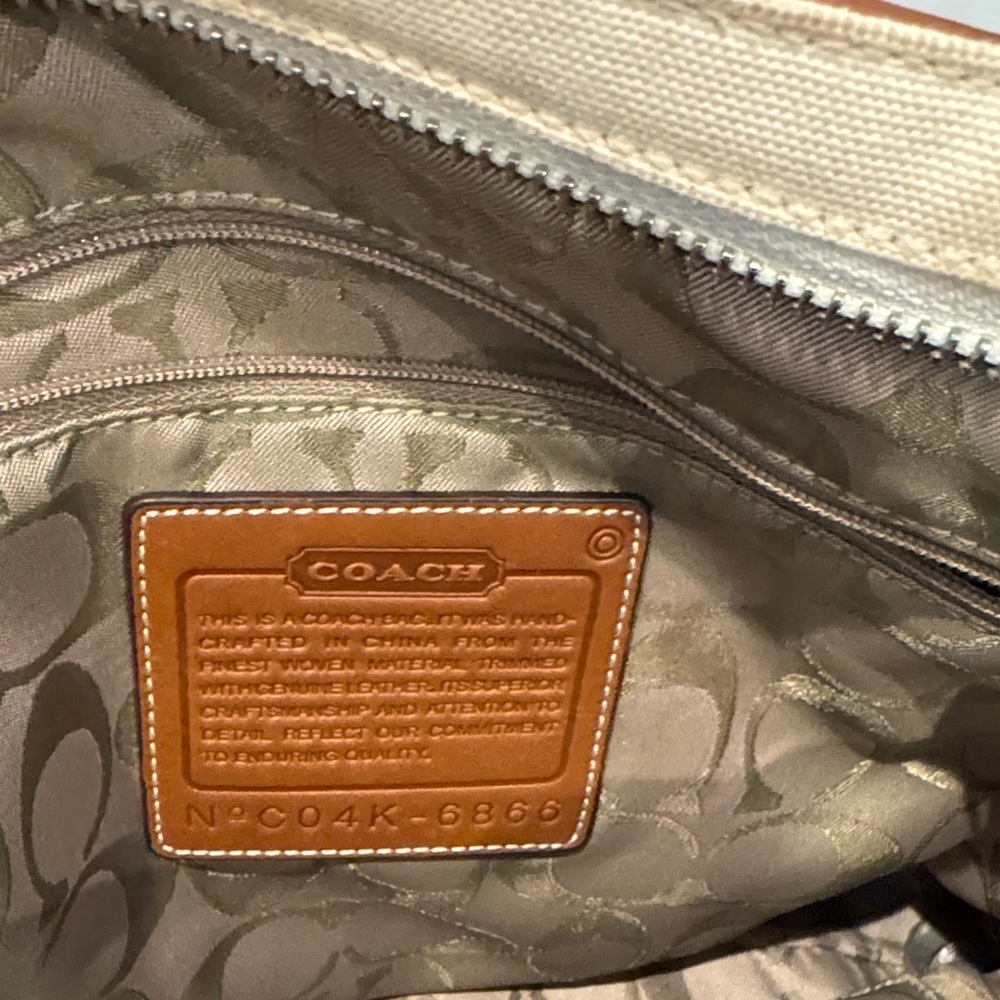 Coach Cream Canvas Tote with Brown Leather Trim - Picture 5 of 5